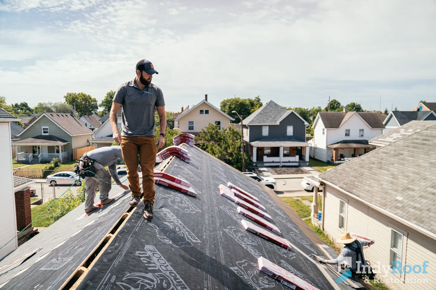 Tarping and dry-in on a Pleasant Creek commercial roof
